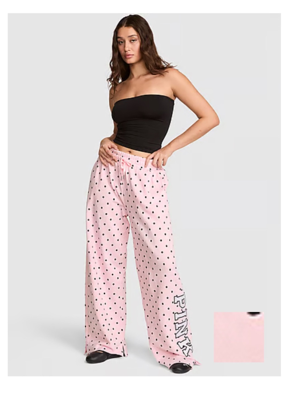 Pink Polka Dot Wide-Leg Lounge Pants PINK VICTORIAS SECRET
